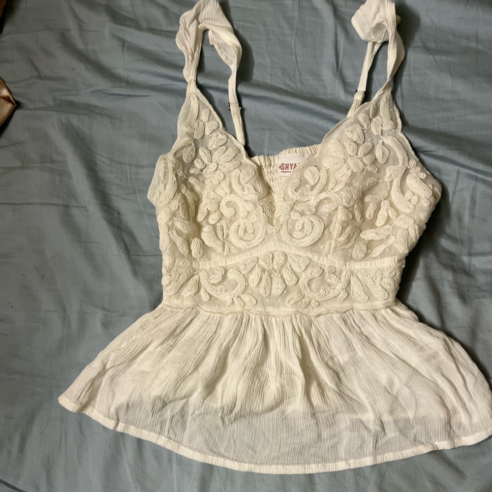 White Lacy Shyanne Tank Top Size XS